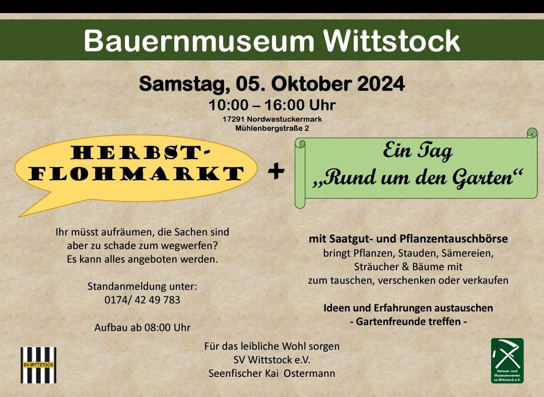 Herbstflohmarkt und Gartentag im Bauernmuseum Wittstock